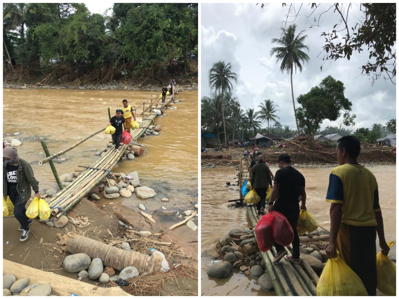 Jembatan Darurat Untuk Bantuan Warga Terdampak Banjir di HST